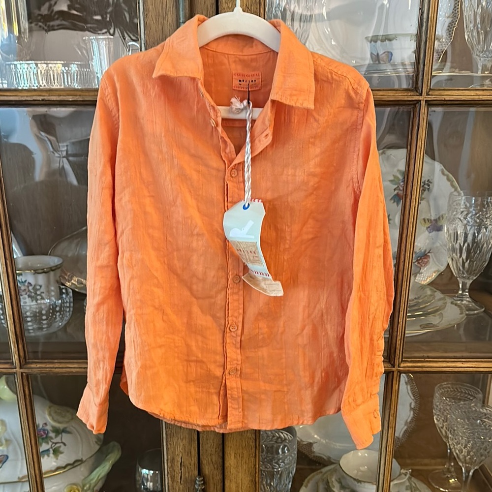 Boys Orange Button-Up Shirt